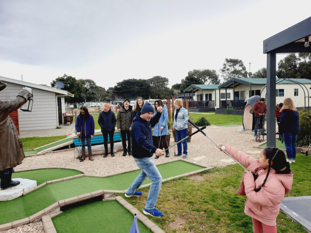 Mini golf competition during a Church Camp.